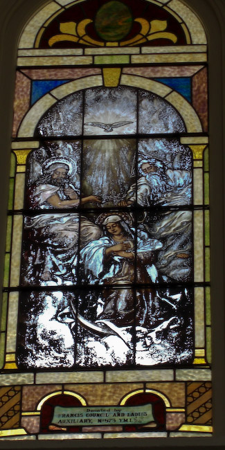 stainglass window Coronation of Mary